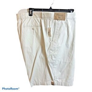 CASUALS Roundtree Yorke Shorts Mens BIG 50 Relaxed Fit Flat Front Cotton Beige